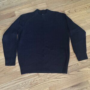 Uniqlo Dark Blue Middle Gauge Mock Neck Long-Sleeve Sweater (from Japan)